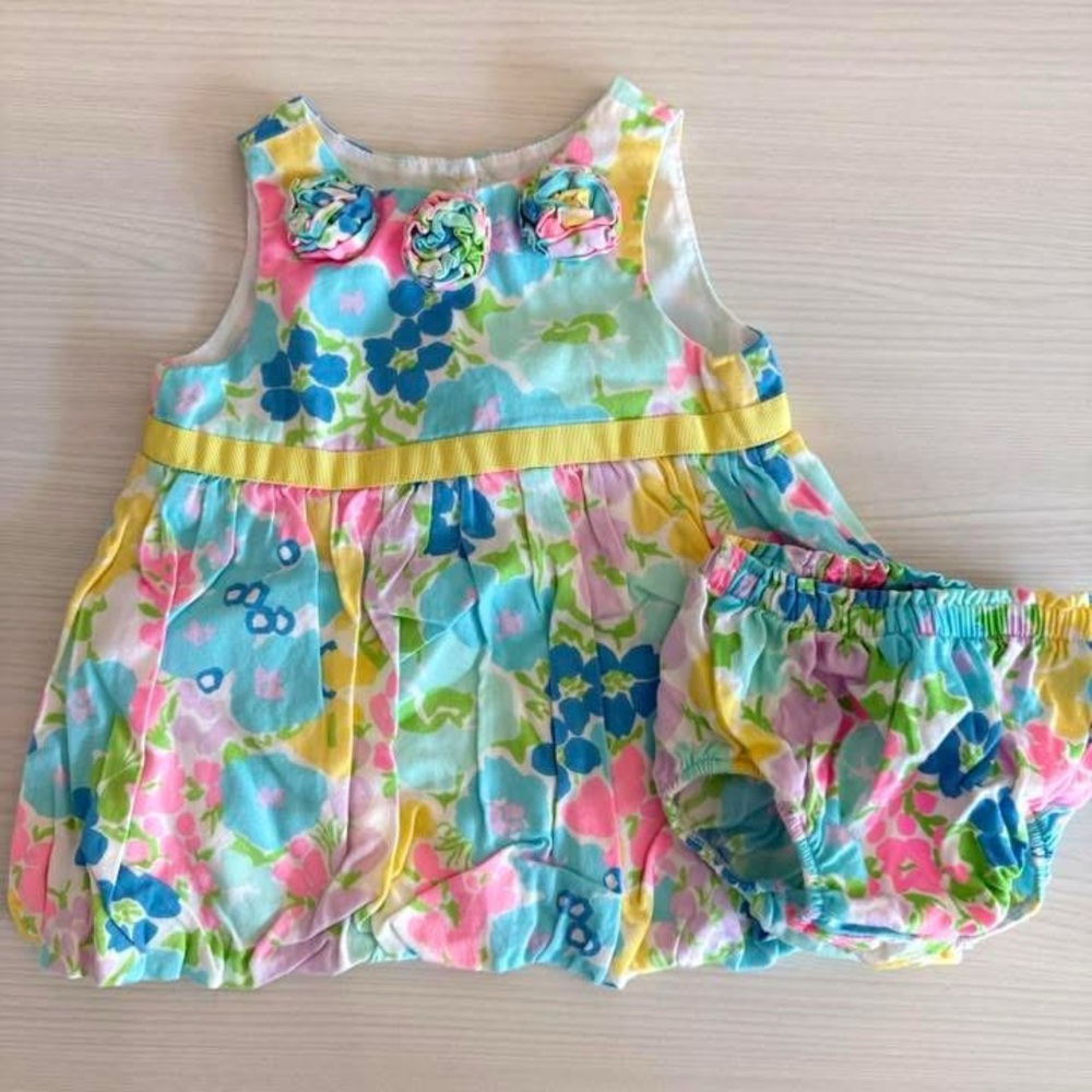 Lilly Pulitzer Spring Fling Baby Infant Dress Diaper Cover bloomers 6-12 months
